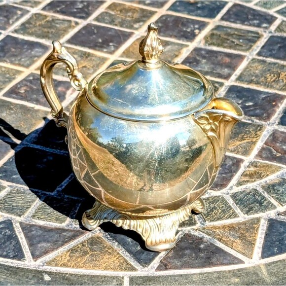 Antique Small F.B. Rogers Silver Co. 1883 Footed 6" x 6" Pour Creamer w/Lid EUC - Picture 1 of 7